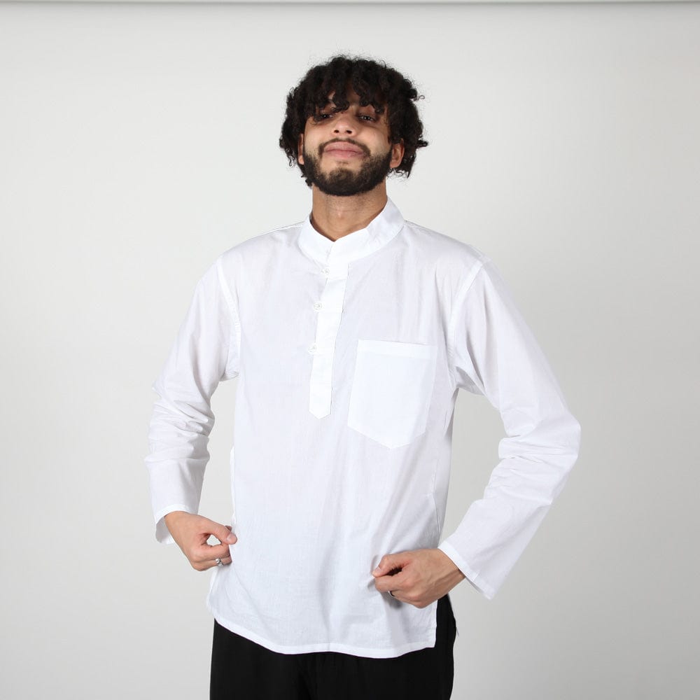 Premium Cotton Collarless Grandad Shirt – The Hippy Clothing Co.