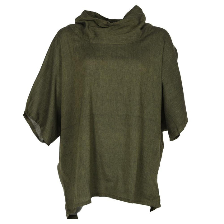 Short Sleeve Cowl Neck Smock Top