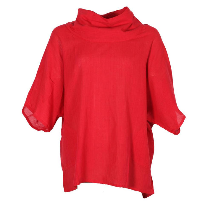 Short Sleeve Cowl Neck Smock Top