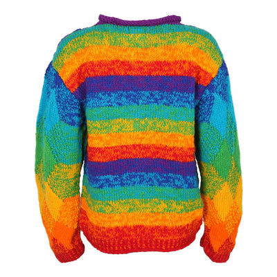 Rainbow Diamond Knit Chunky Sweater