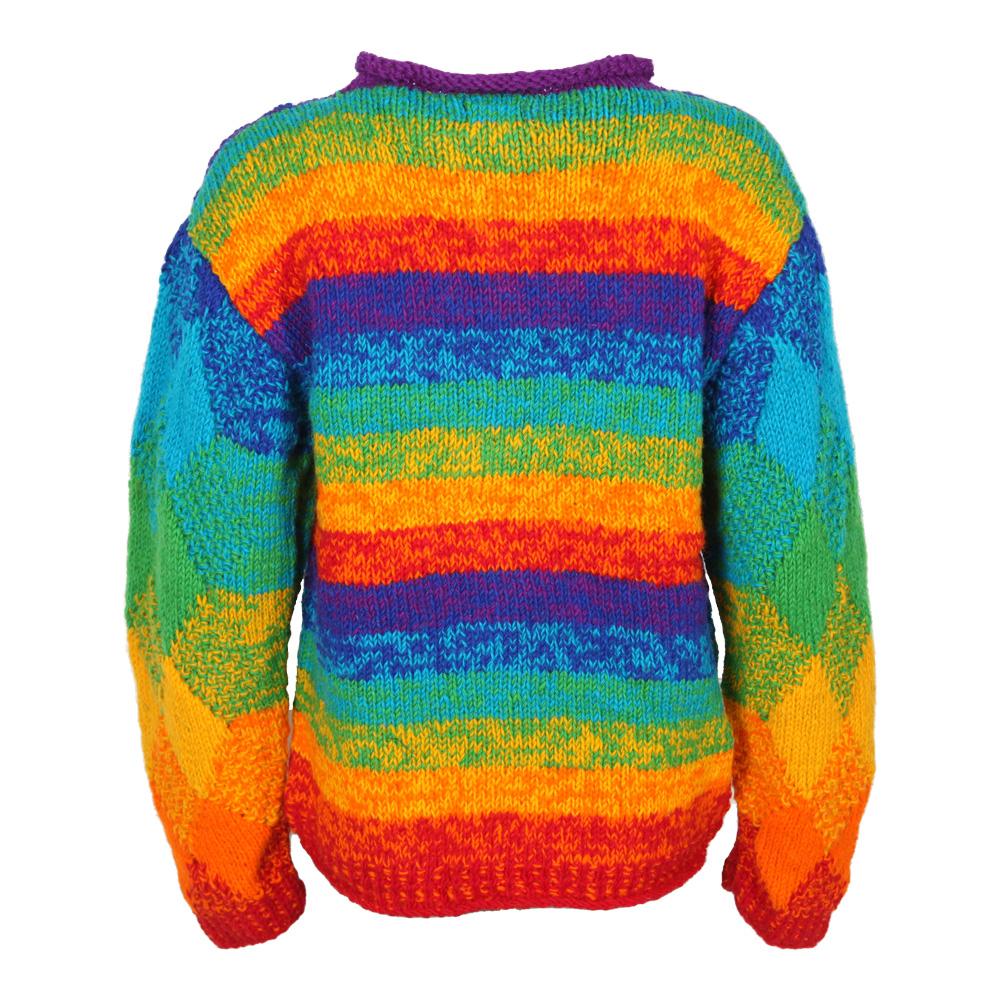 Men's Rainbow Diamond Knit Chunky Sweater