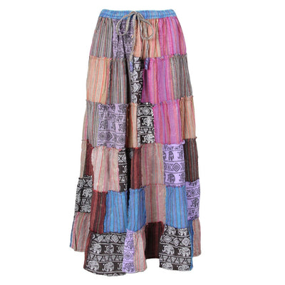 Patchwork Tie Dye Maxi Skirt