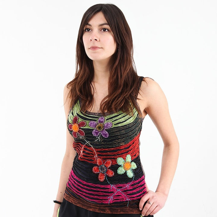Textured Flower Vest Top