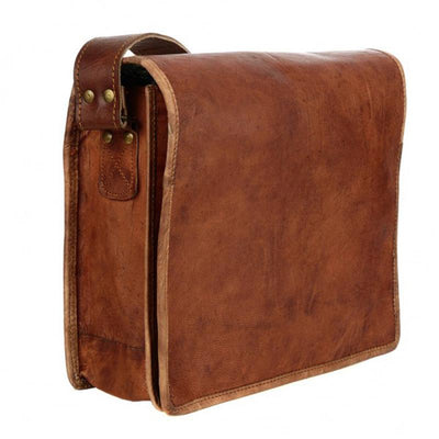 Fair Trade Small Brown Leather Courier Bag
