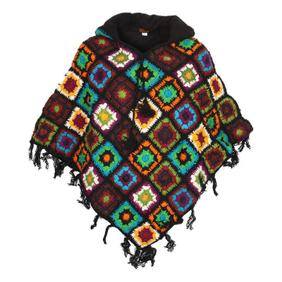 Hand Crochet Fleece Lined Poncho