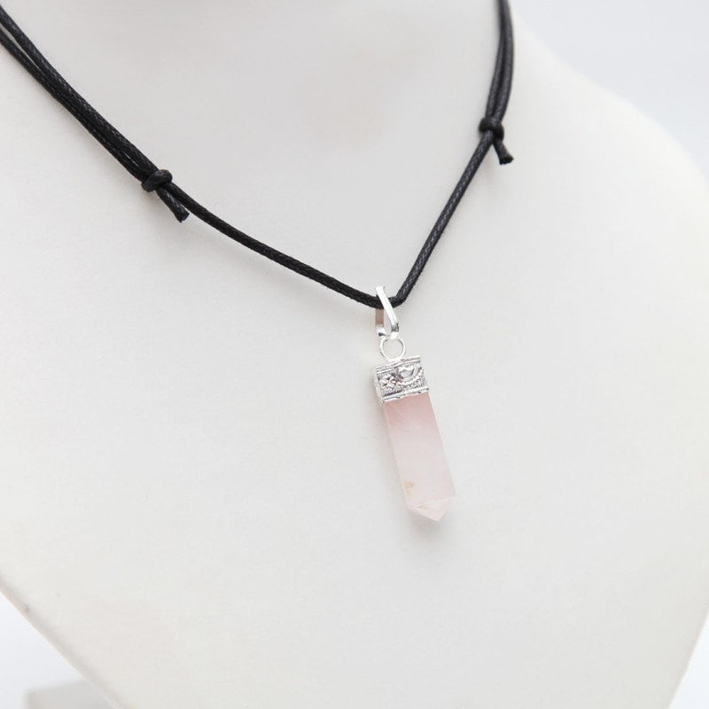 Rose Quartz Point Cord Pendant