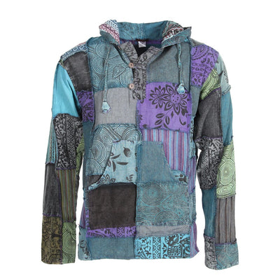 Overdyed Patchwork Hooded Shirt