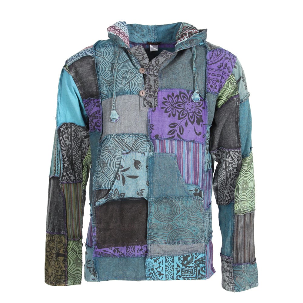 Men's Overdyed Patchwork Hooded Shirt