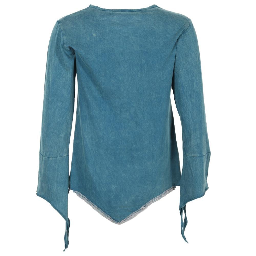 Split Cuff Lace Trim Top