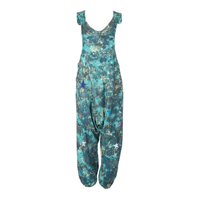 Embroidered Celestial Tie Dye Dungarees