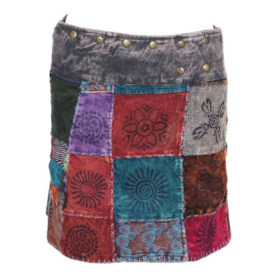 Over Stitched Patchwork Popper Skirt