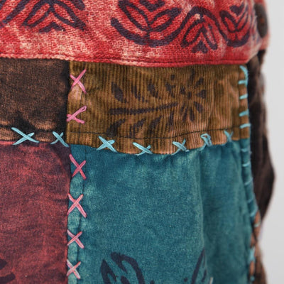 Over Stitched Patchwork Dungarees Dress