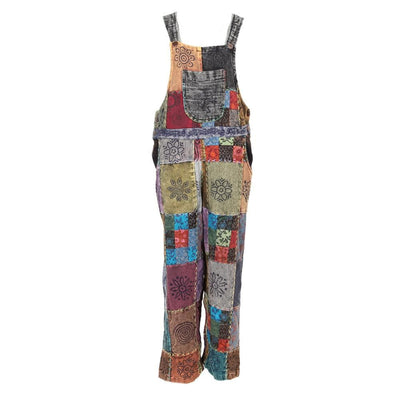 Over Stitched Patchwork Dungarees