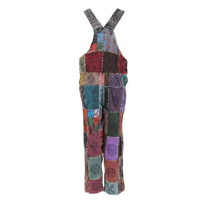 Over Stitched Patchwork Dungarees