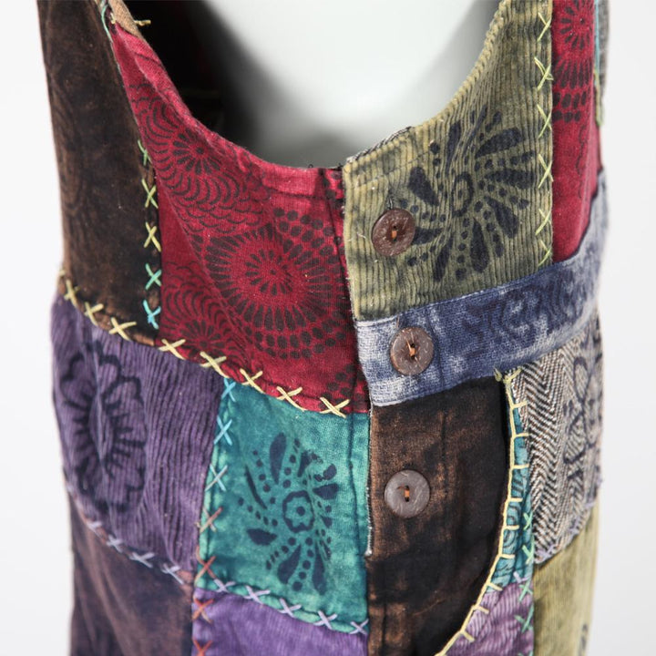 Over Stitched Patchwork Dungarees