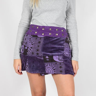 Velvet Patchwork Popper Skirt