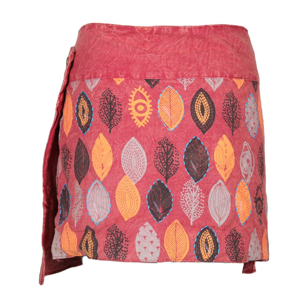 Leaf Print Popper Skirt