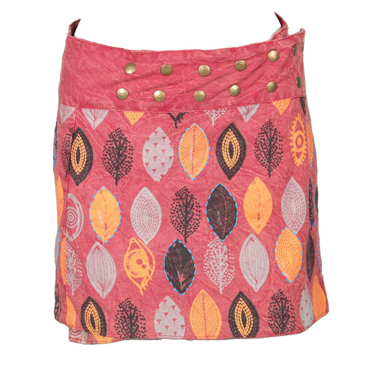 Leaf Print Popper Skirt