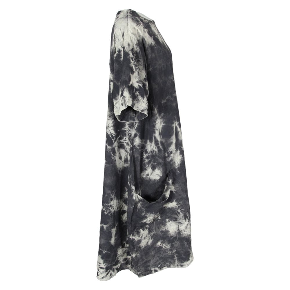 Oversize Black Tie Dye Smock Dress