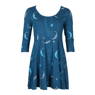 Moon & Stars Screen Print 3/4 Sleeve Midi Dress