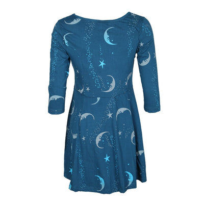 Moon & Stars Screen Print 3/4 Sleeve Midi Dress