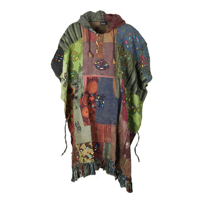 Hand Printed Patchwork Poncho