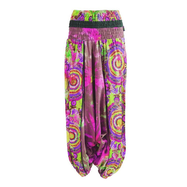 Tie Dye & Print Shirred Harem Pants