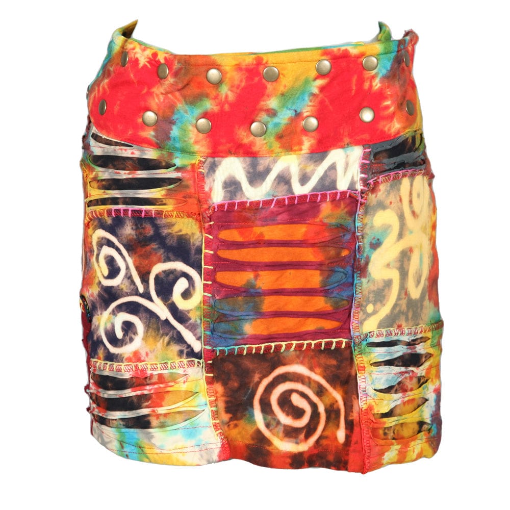 Tie Dye Patchwork Popper Skirt