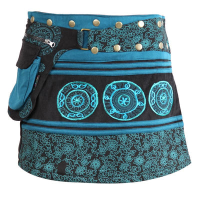 Embroidered Corduroy Mini Popper Skirt