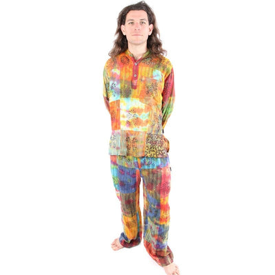 Tie Dyed & Print  Patchwork Relaxed Trousers