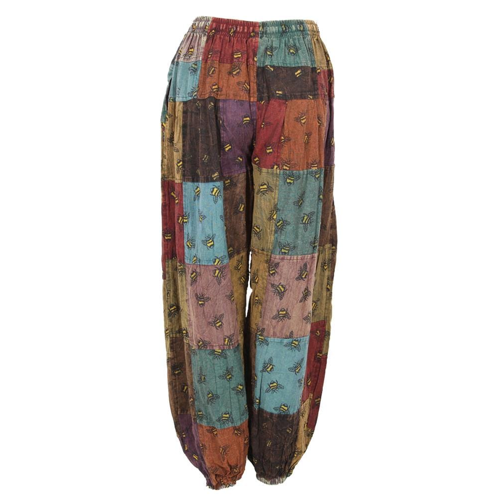 Patchwork Bee Print Harem Trousers