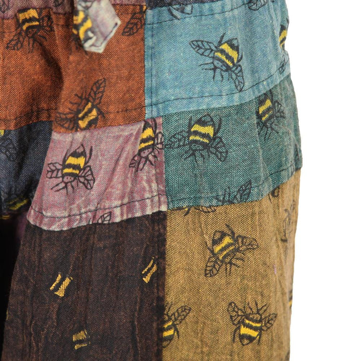 Patchwork Bee Print Harem Trousers