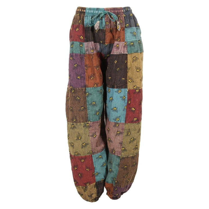 Patchwork Bee Print Harem Trousers