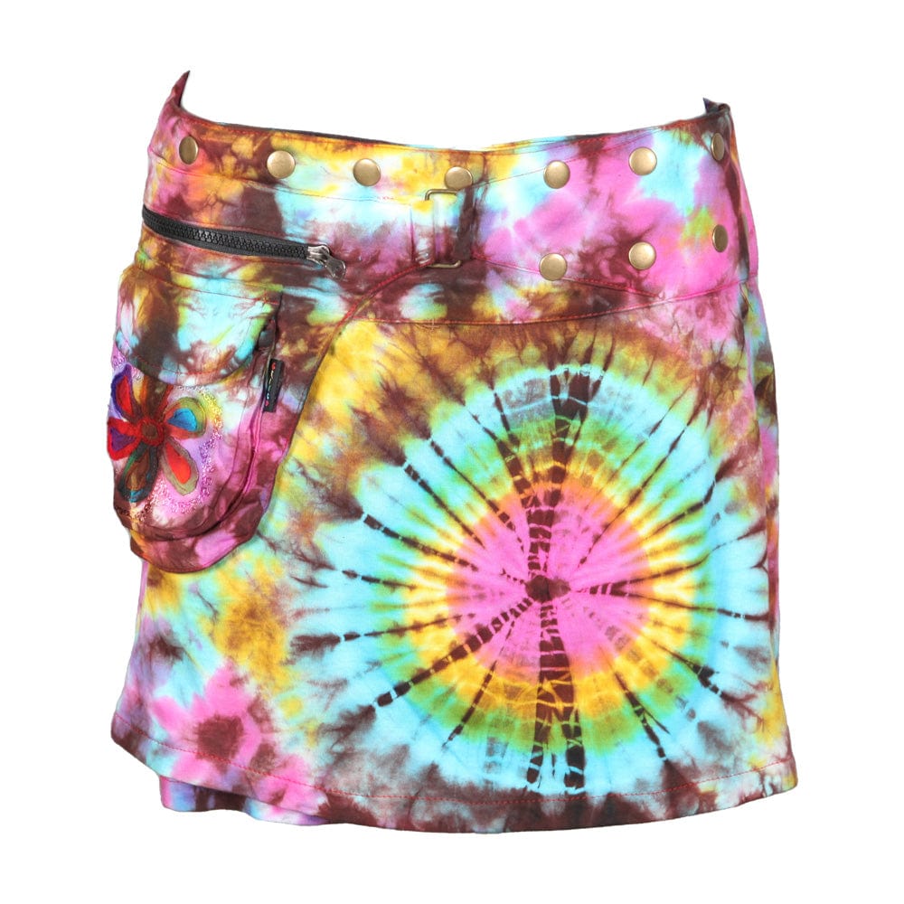 Tie Dye Embroidered Popper Skirt