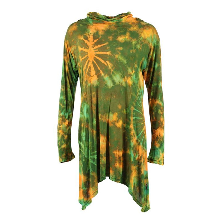 Long Sleeve Tie Dye Cowl Neck Dress
