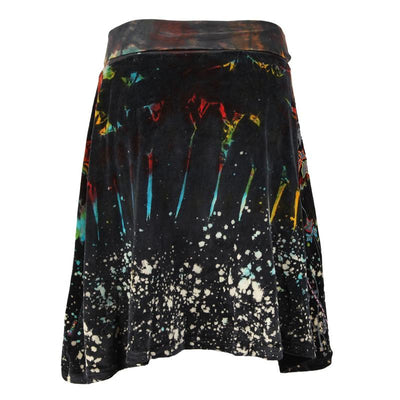 Black Tie Dye Velvet Skirt