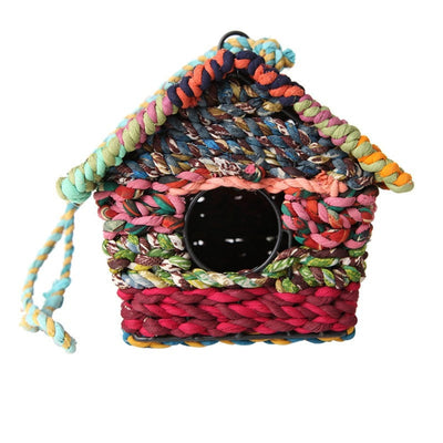 Bird box made from recycled fabric