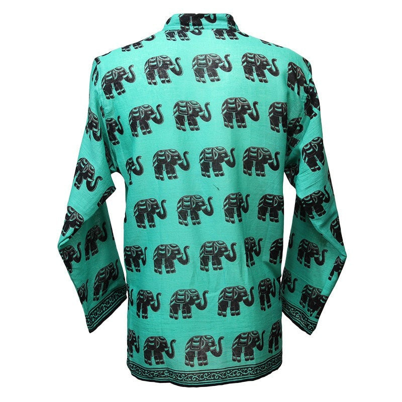 Elephant Printed Collarless Shirt