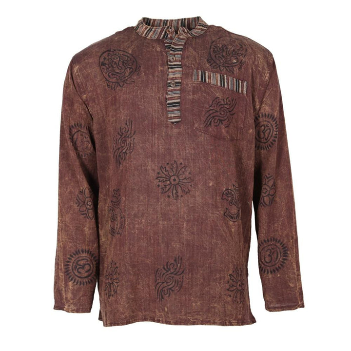Oversized Block Print Grandad Shirt