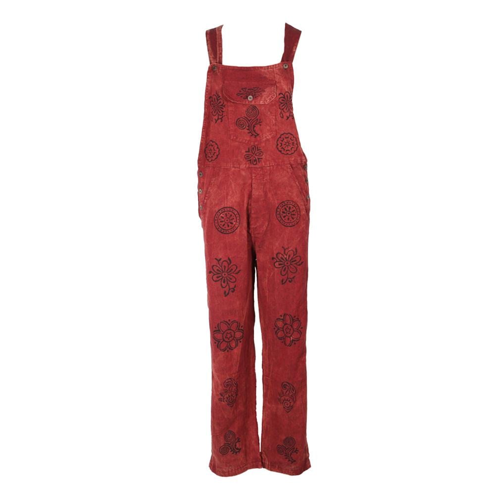 Hand Printed Cotton Dungarees