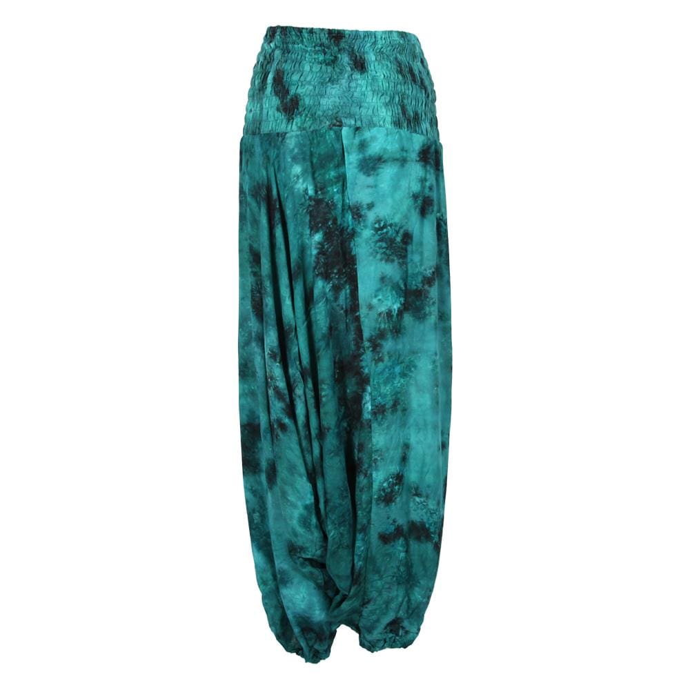 PATTERNED HAREM LOW CROTCH PANTS GREEN