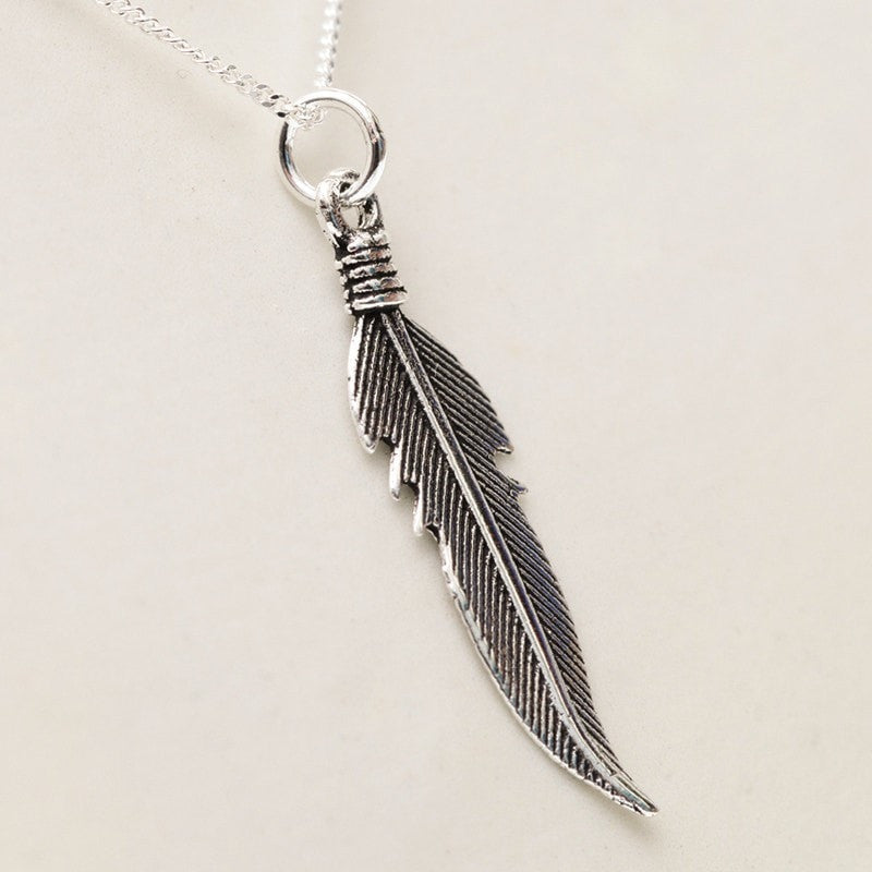 Sterling Silver Feather Necklace