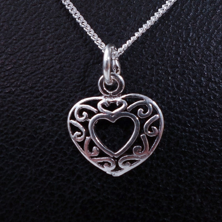 Filigree Silver Heart Necklace