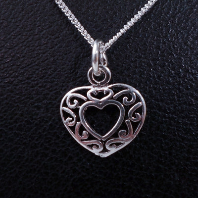 Filigree Silver Heart Necklace