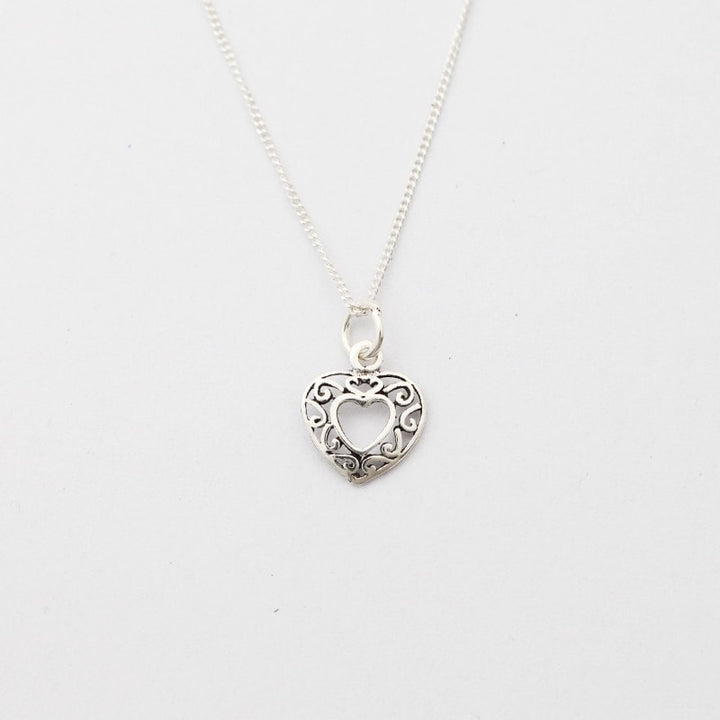 Filigree Silver Heart Necklace