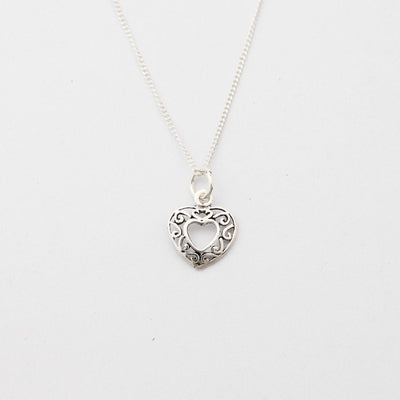 Filigree Silver Heart Necklace