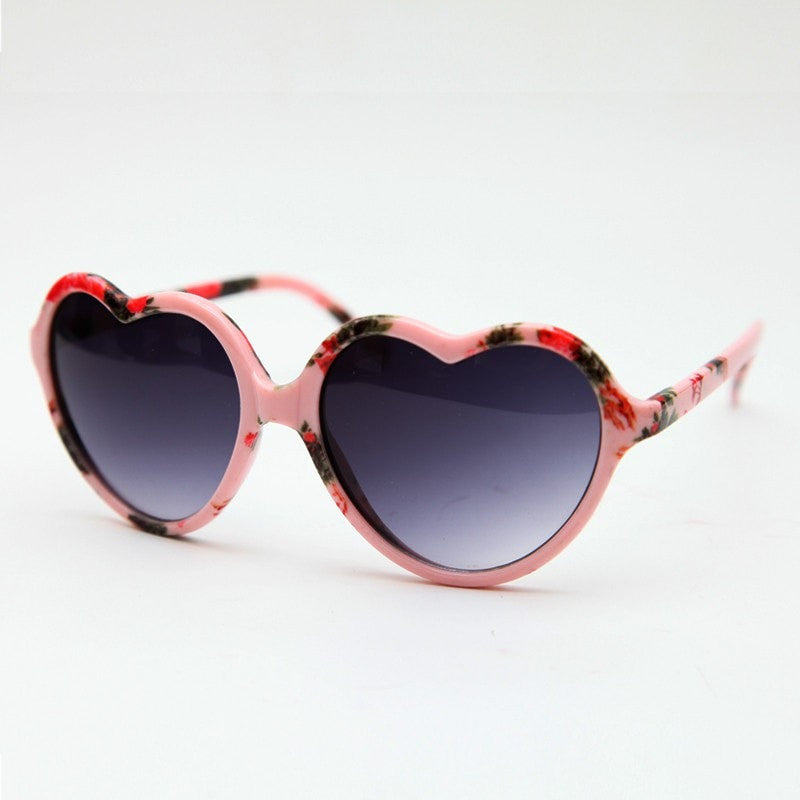 Flower Print Heart Sunglasses