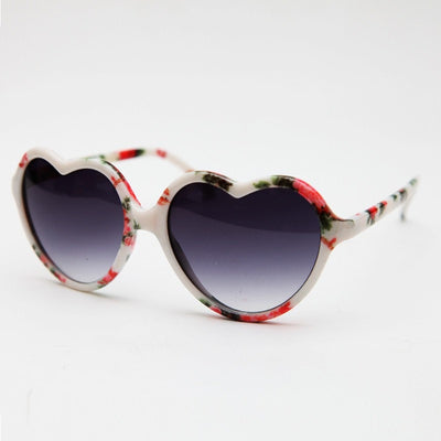 Flower Print Heart Sunglasses
