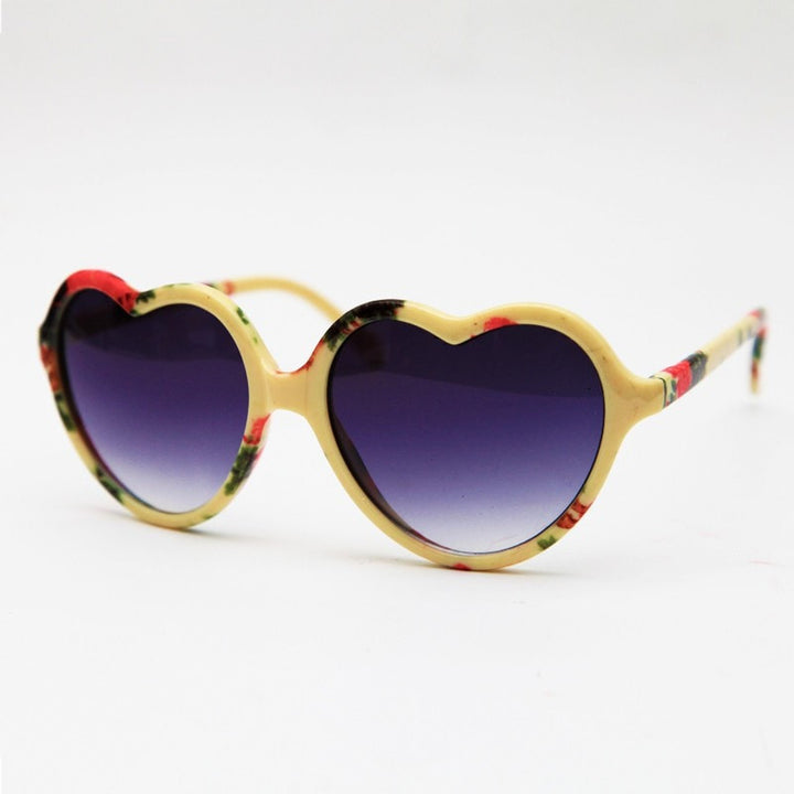 Flower Print Heart Sunglasses