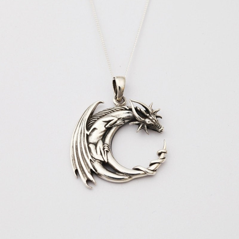 Curled Dragon Silver Necklace